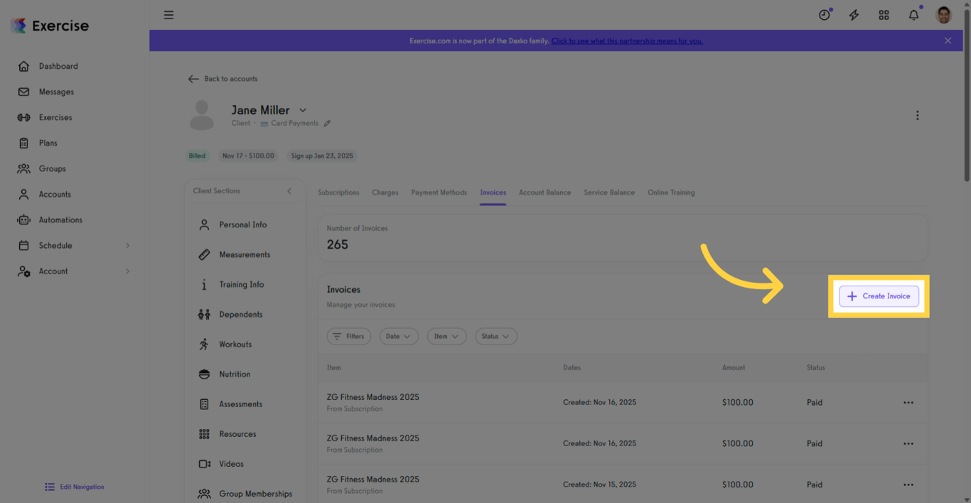 Initiate Invoice Creation