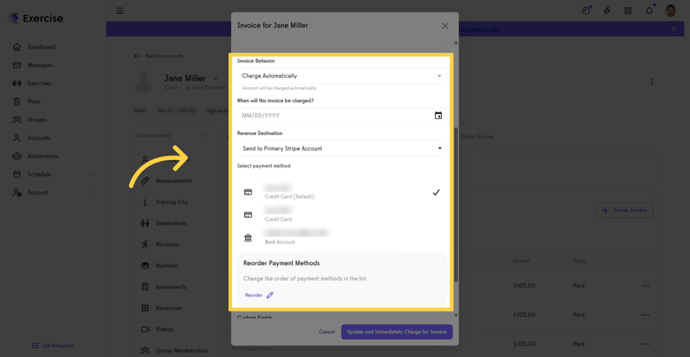 Set Invoice Behavior: Charge Automatically