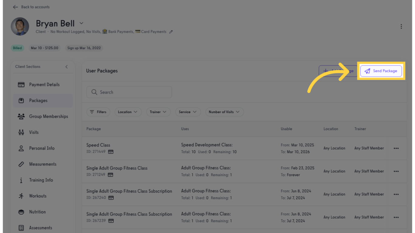 Click 'Send Package'.