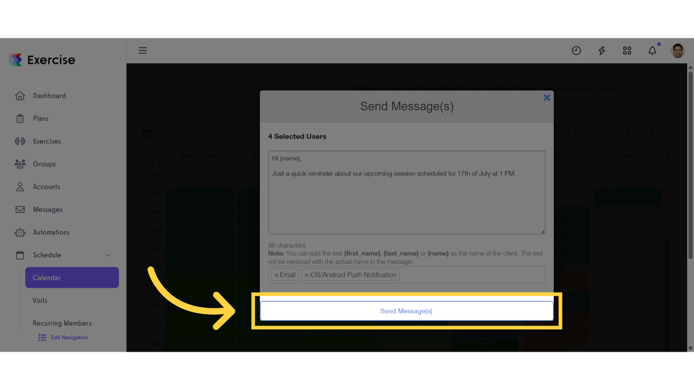 Click 'Send Message(s)'