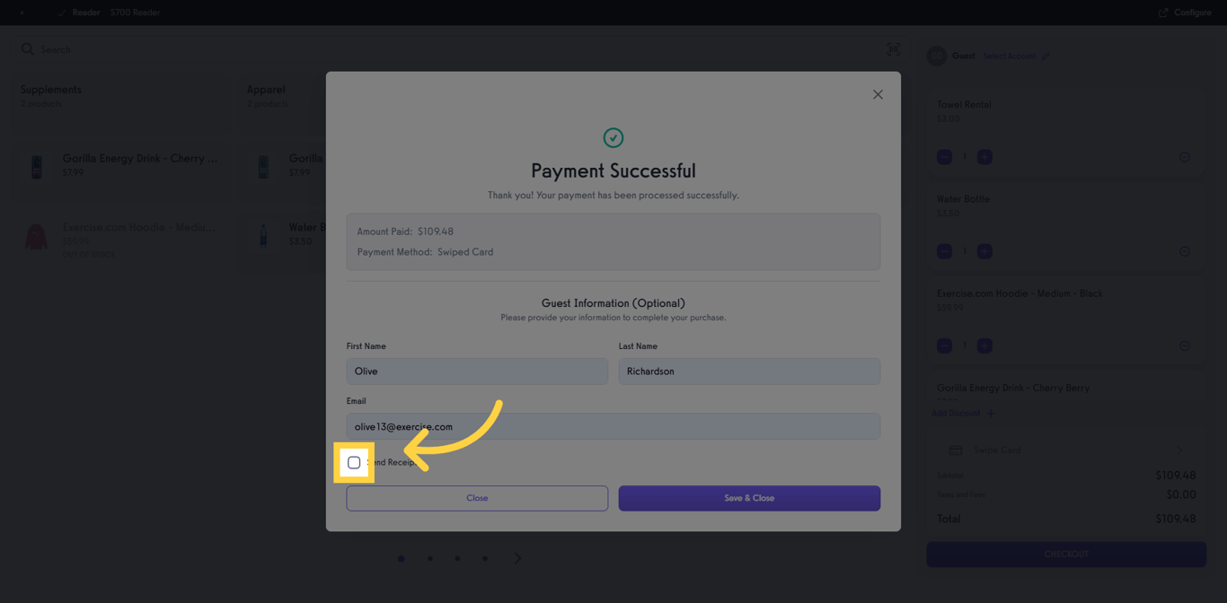 Enable the Send Receipt option.