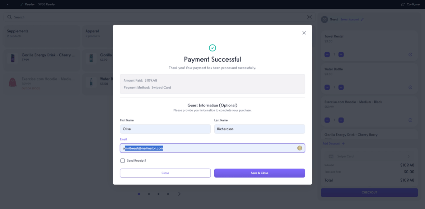Fill in the customer's information fields.