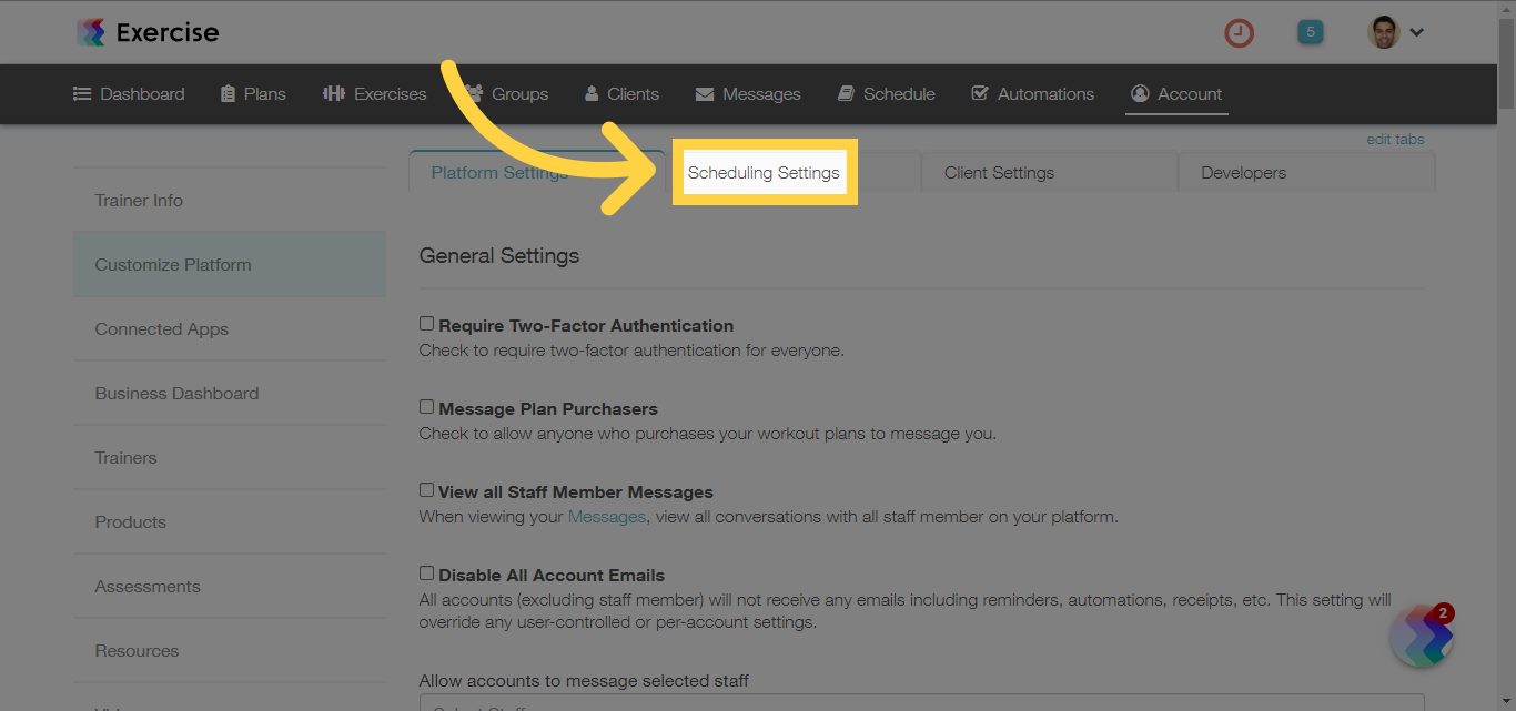 Click 'Scheduling Settings'