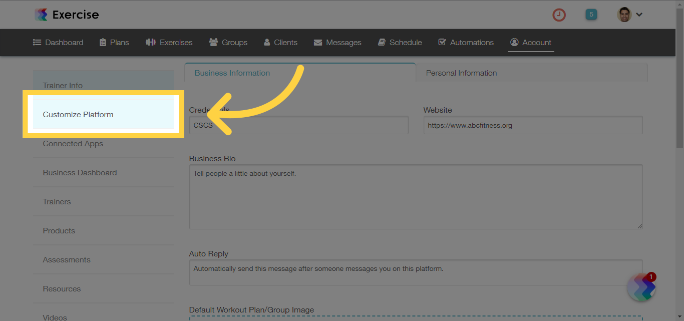 Click 'Customize Platform'