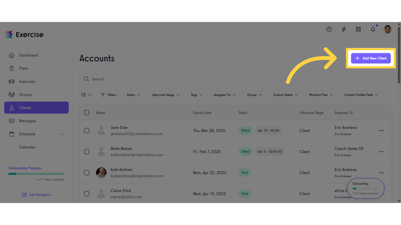 Click 'Add New Client'.