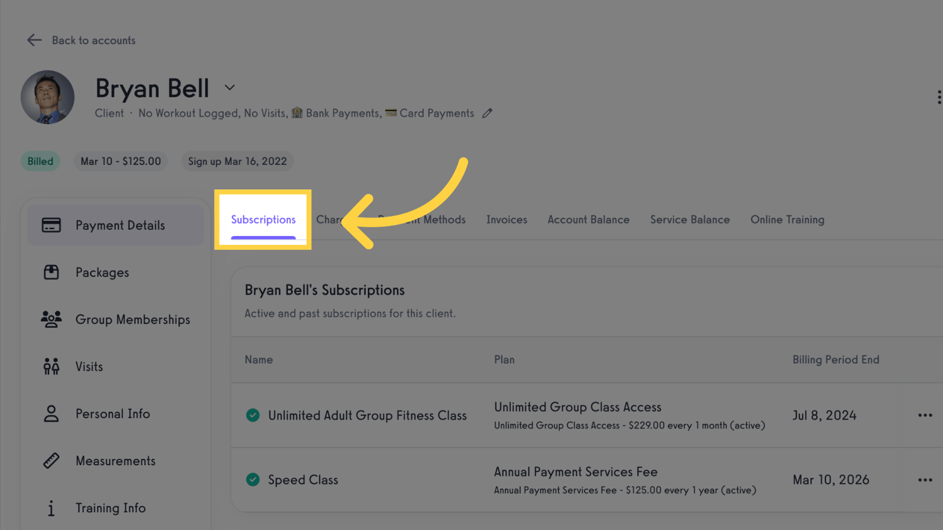 Click 'Subscriptions'