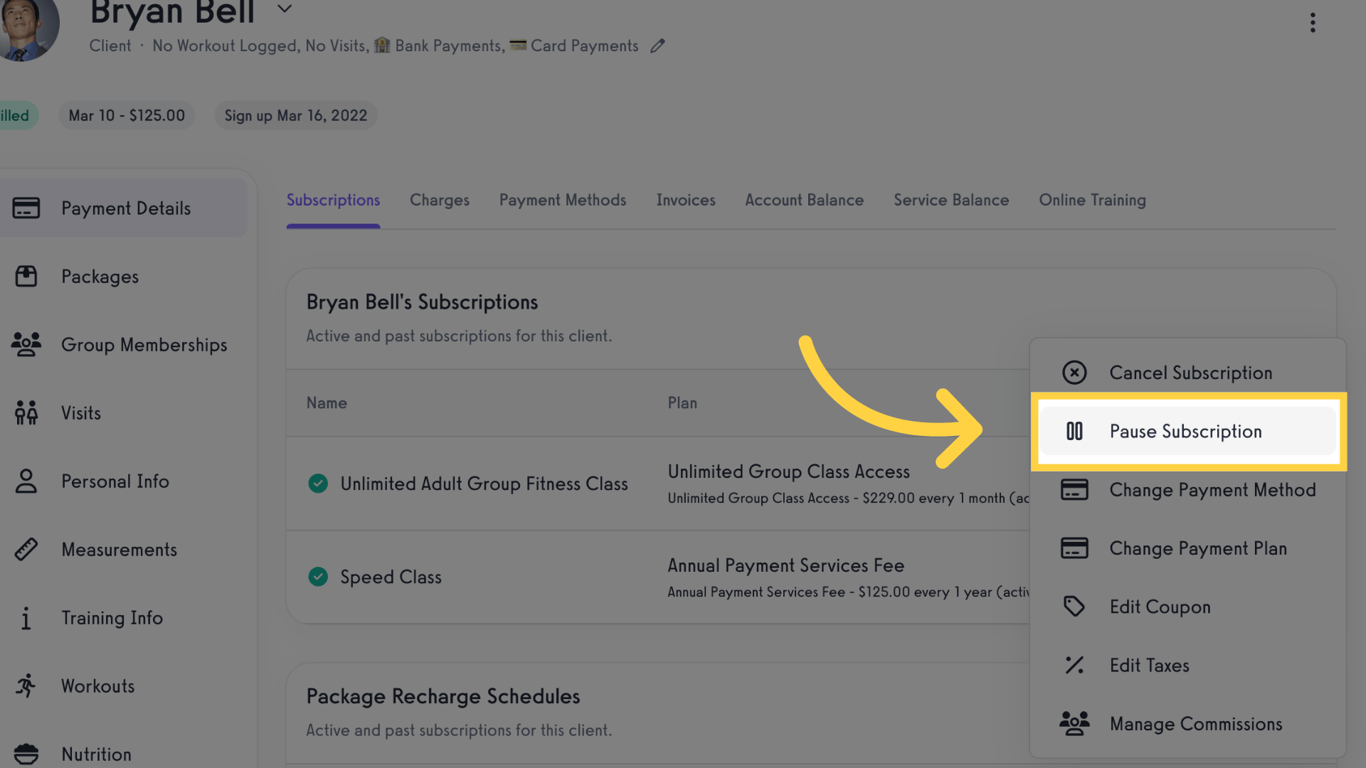 Click 'Pause Subscription'