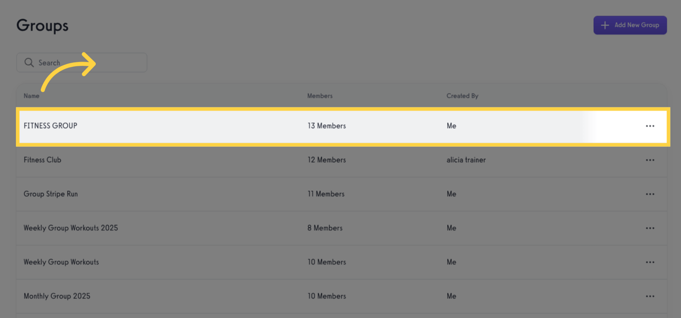Select and click a group to edit