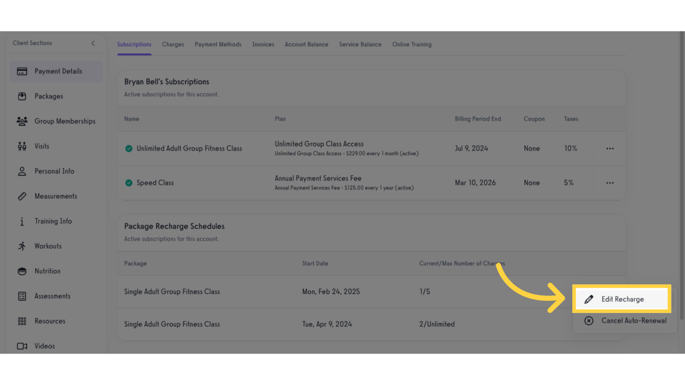 Option 2 Step 5: Click 'Edit Recharge'.