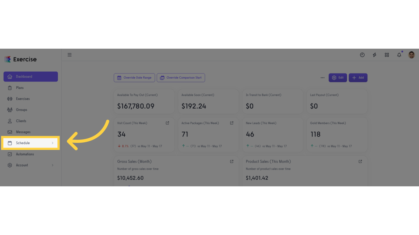 Option 1 Step 1: Click 'Schedule'.