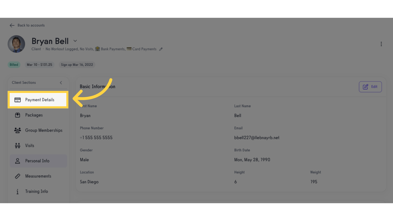 Option 2 Step 3: Click 'Payment Details'.