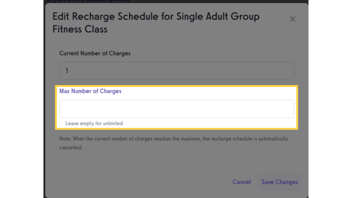 Option 2 Step 6: Delete the number in the Max Number of Charges field.