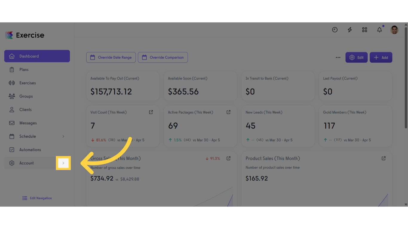 Click the arrow menu