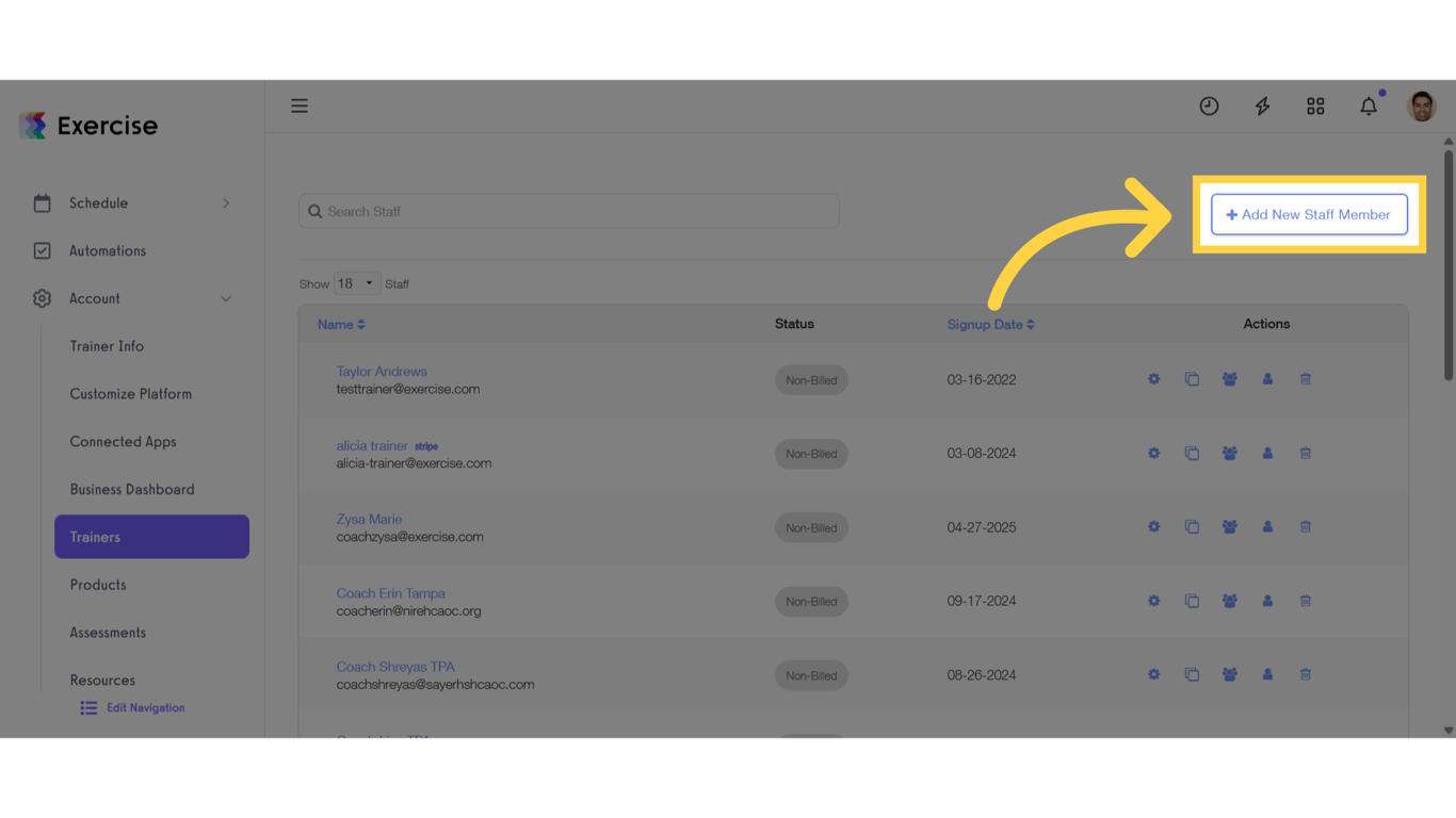 Click 'Add New Staff Member'