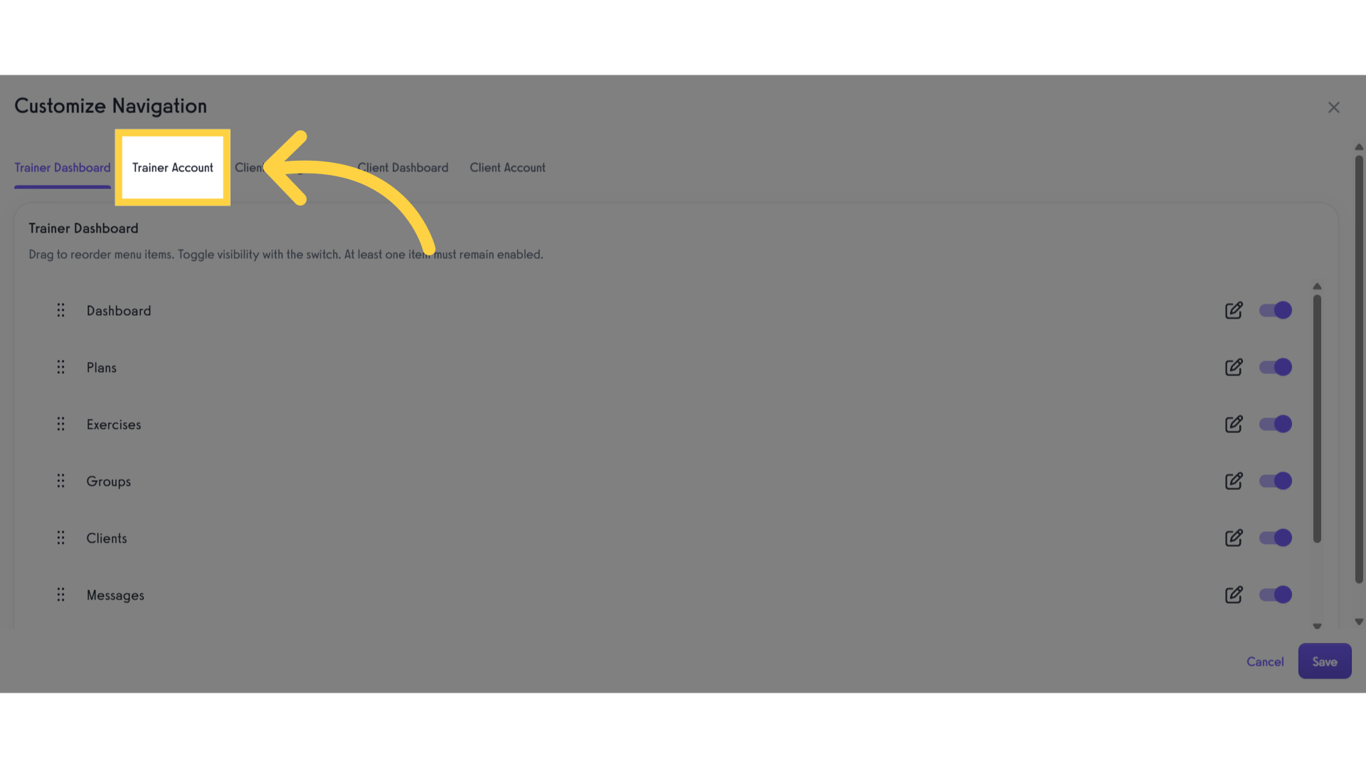 Click 'Trainer Account'