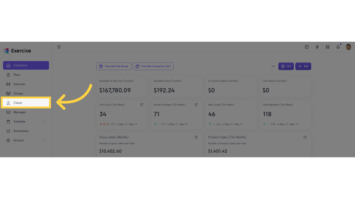 Option 2 Step 1: Click 'Clients'.