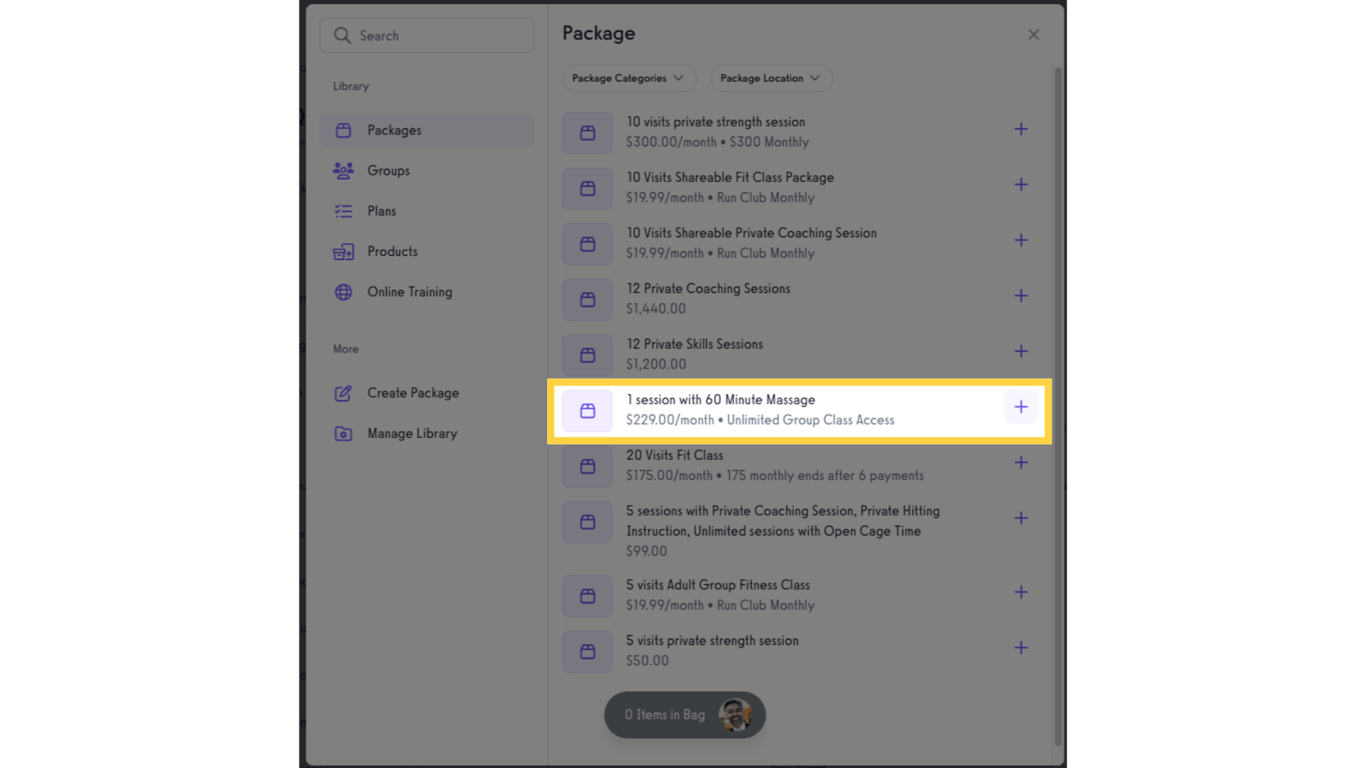 Option 1 Step 4: Select and add the package.