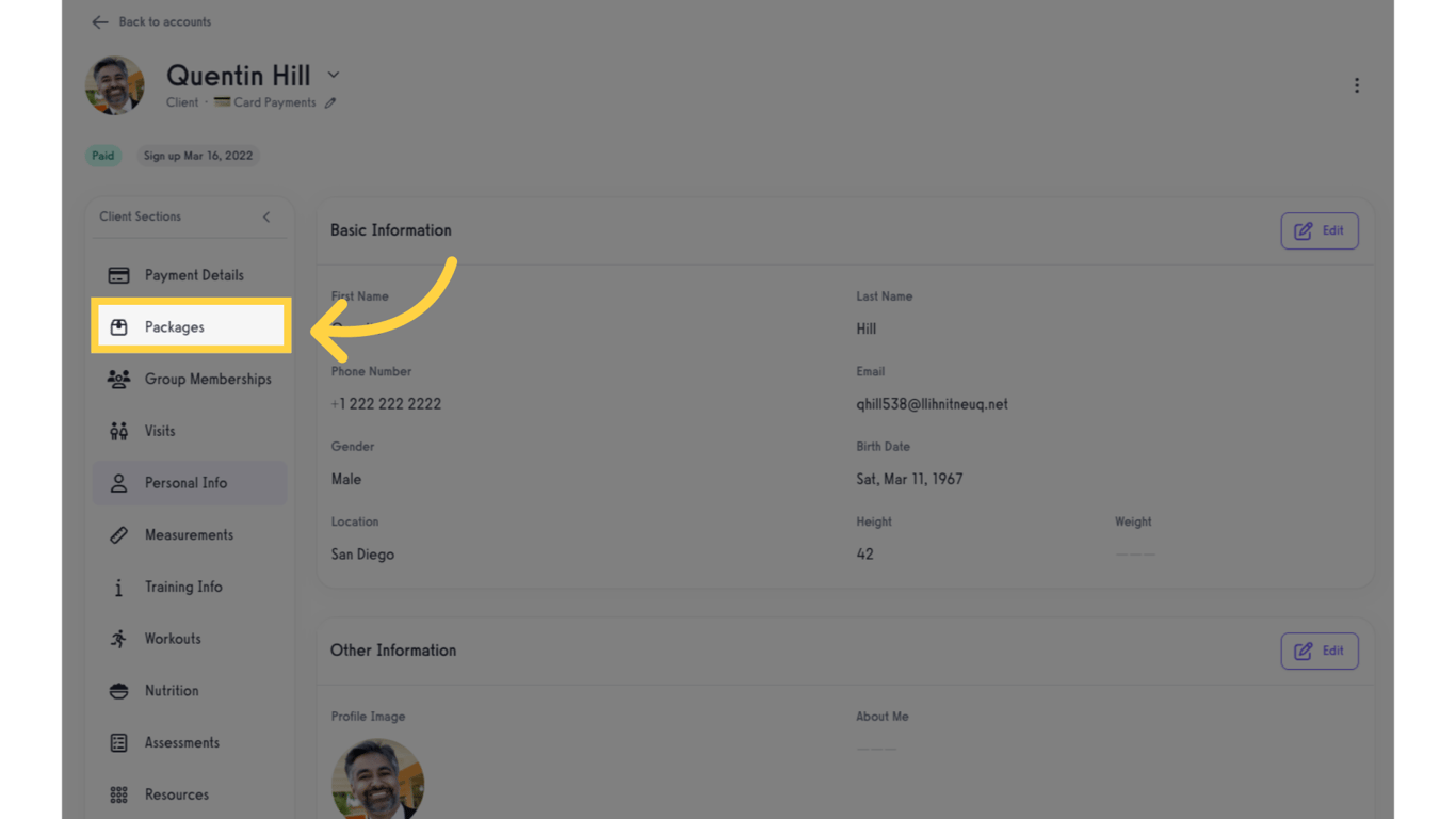 Option 1 Step 3: Click 'Packages'.