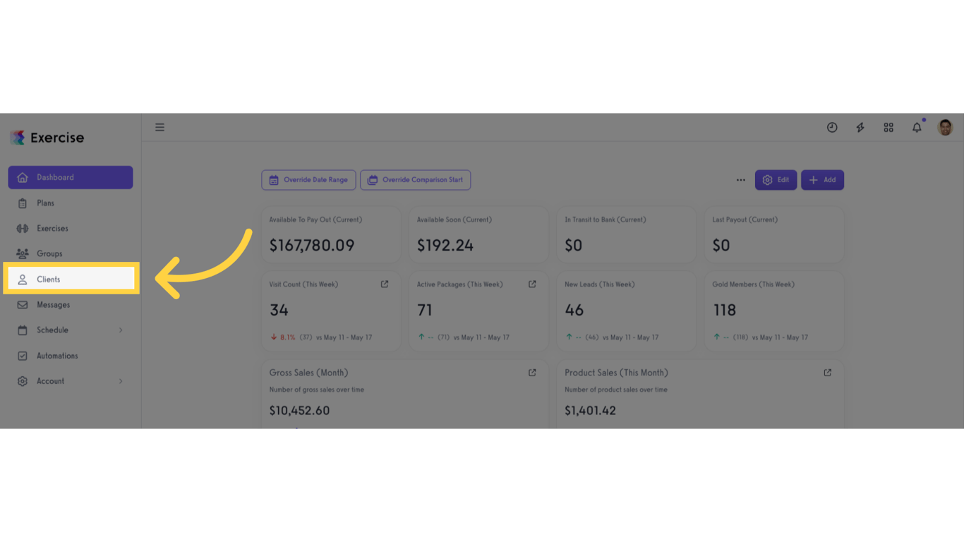 Option 1 Step 1: Click 'Clients'.