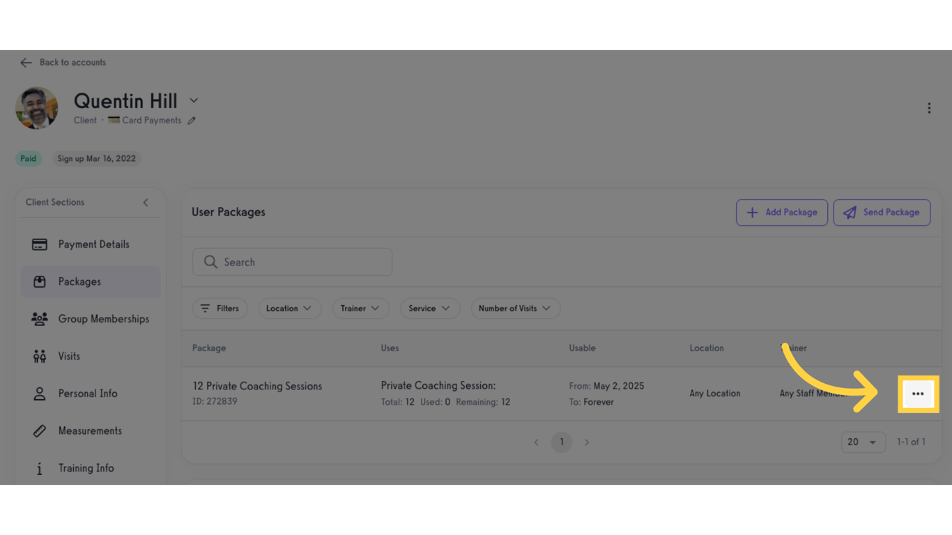 Option 2 Step 4: Click to open package's menu.