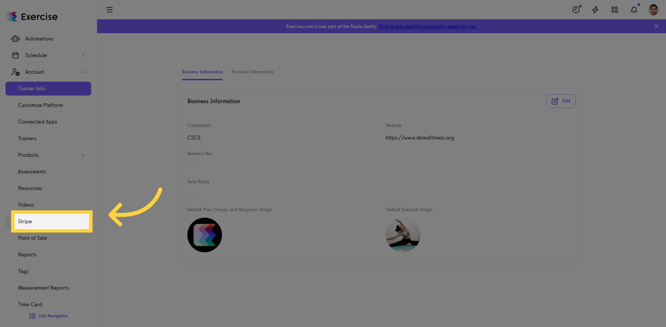 Open Stripe Settings
