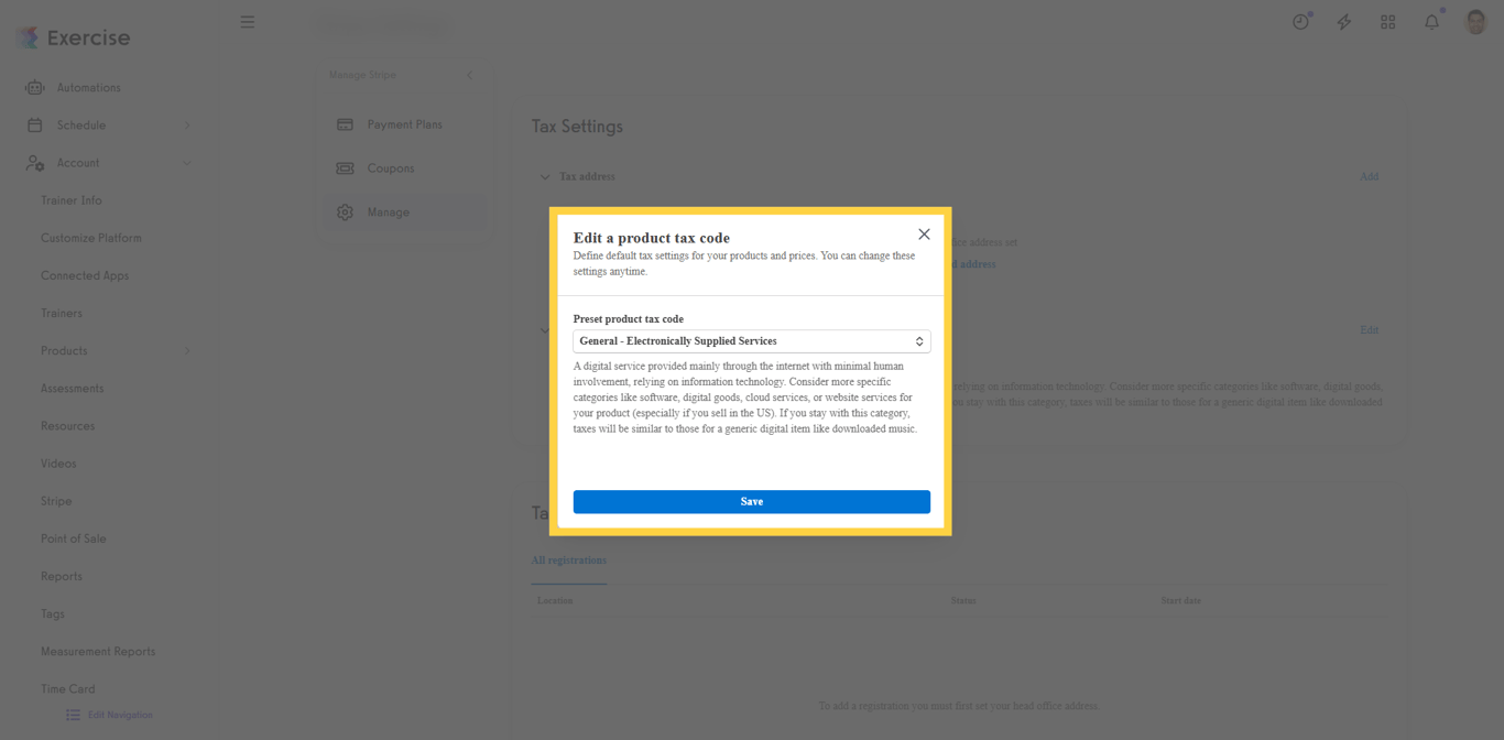 Define Default Tax Settings