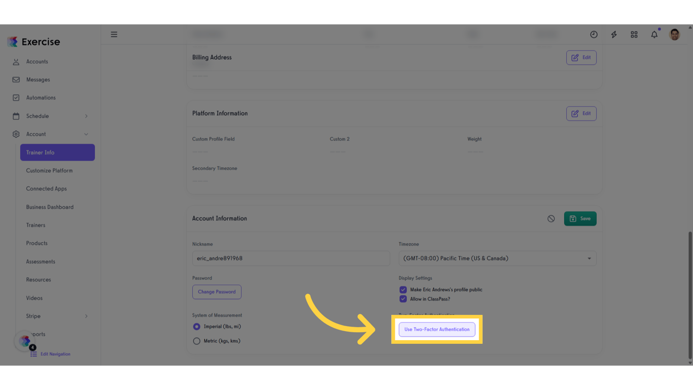Click 'Use Two-Factor Authentication'