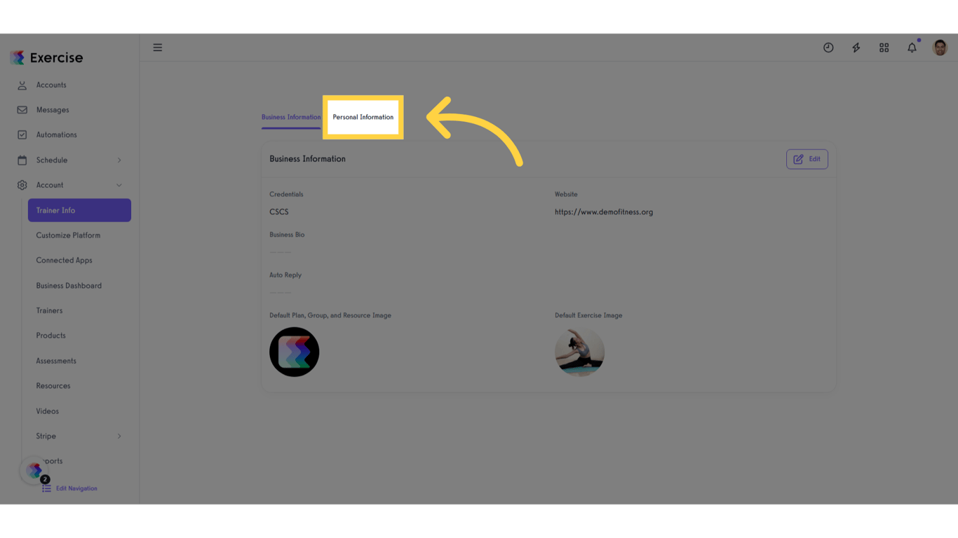 Click 'Personal Information'
