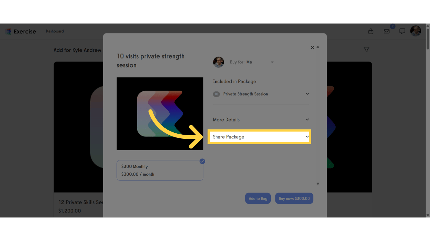 Click on the “Share Package” drop-down