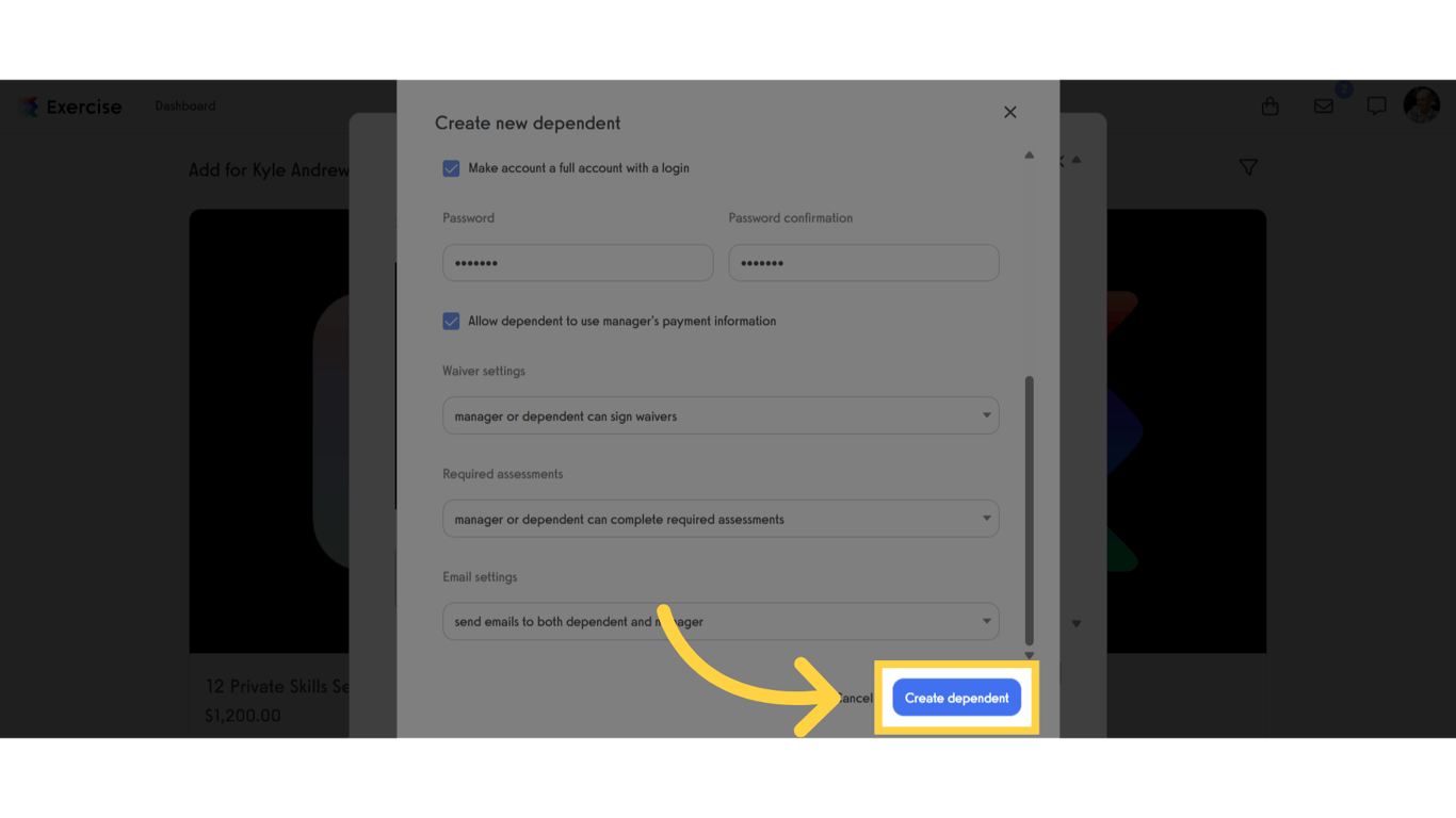 Click 'Create dependent'