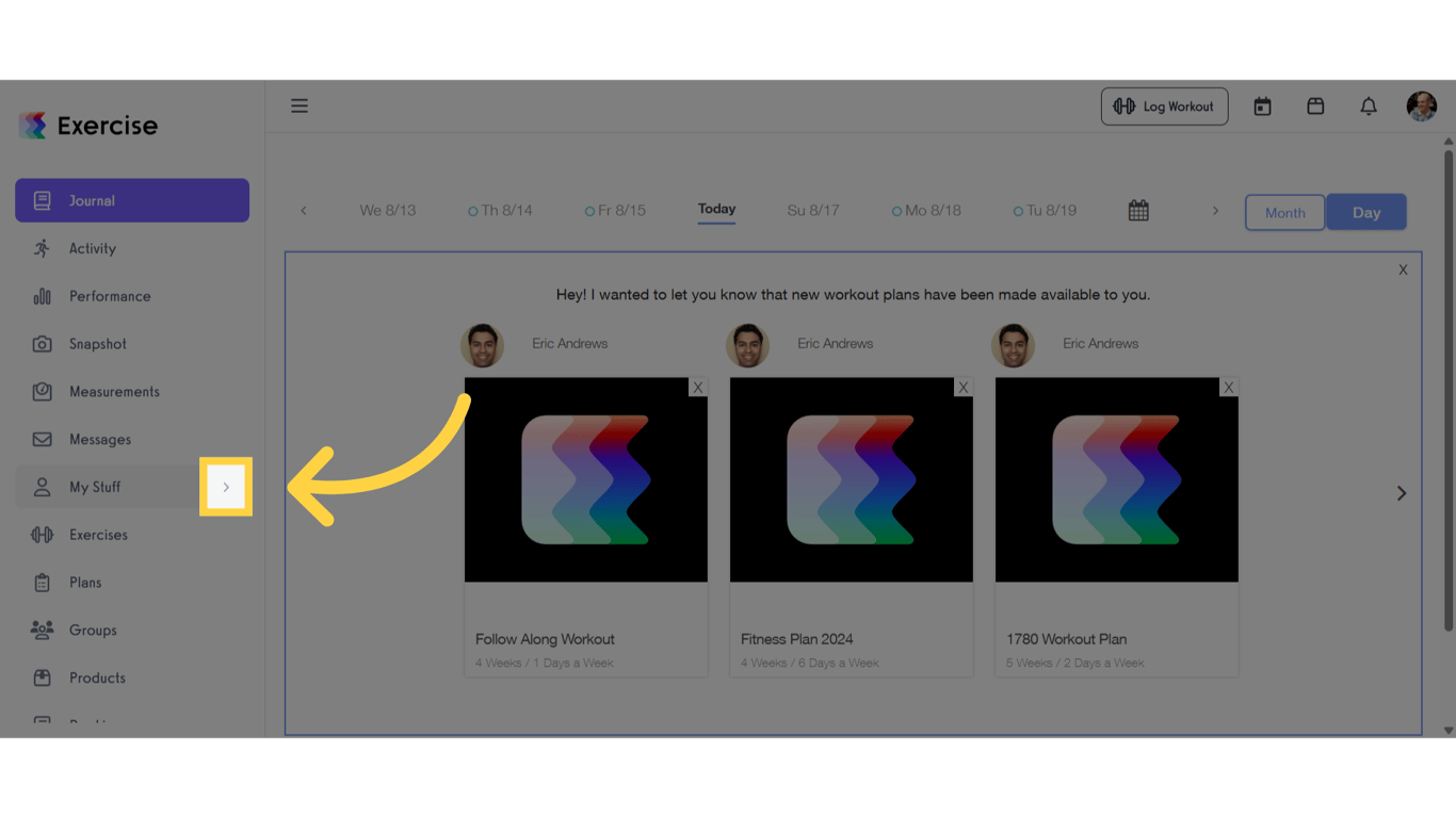 Click the arrow menu