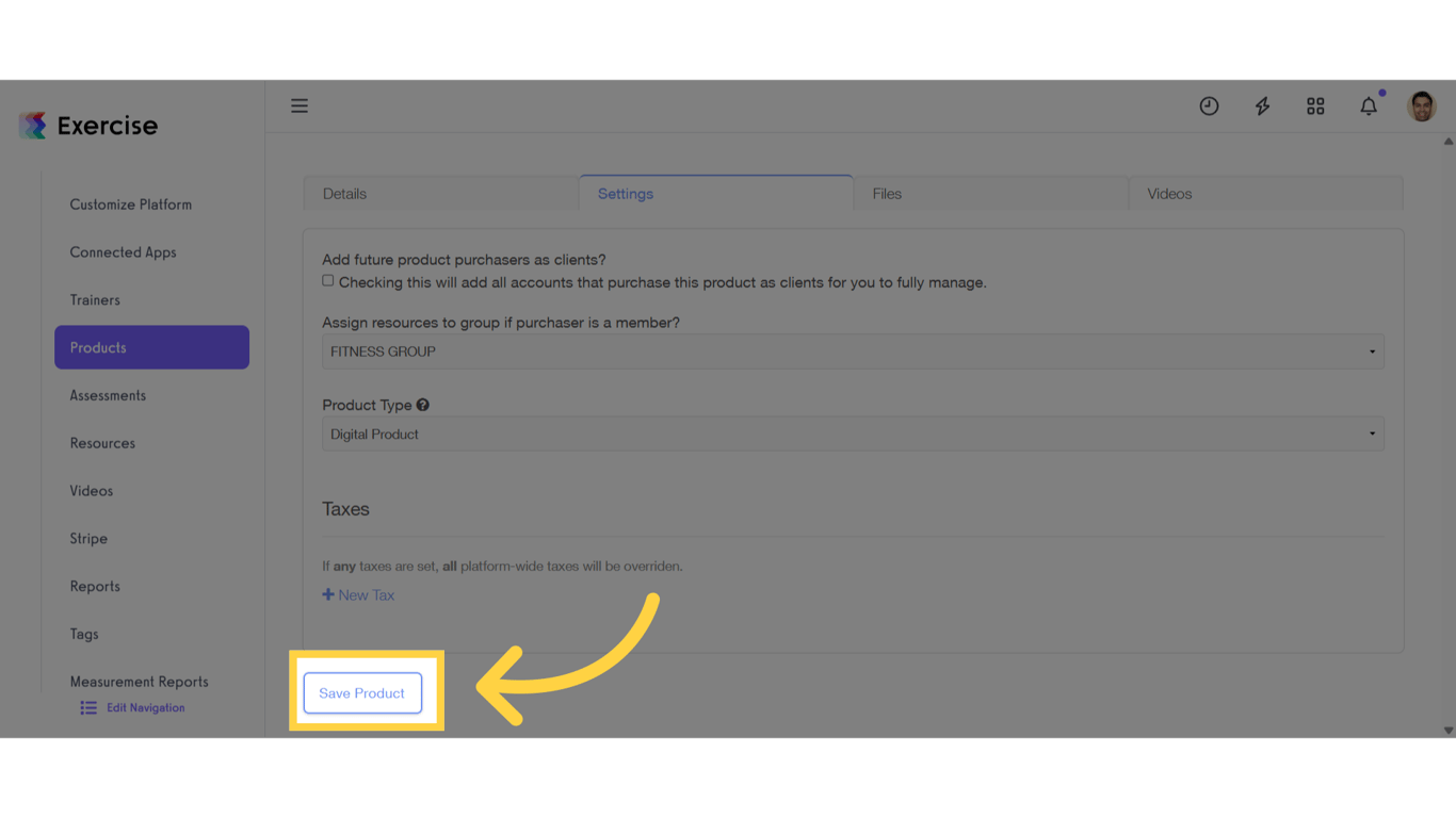 Click “Save Product”