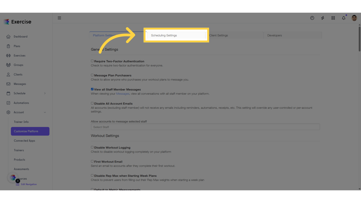 Scheduling Settings
