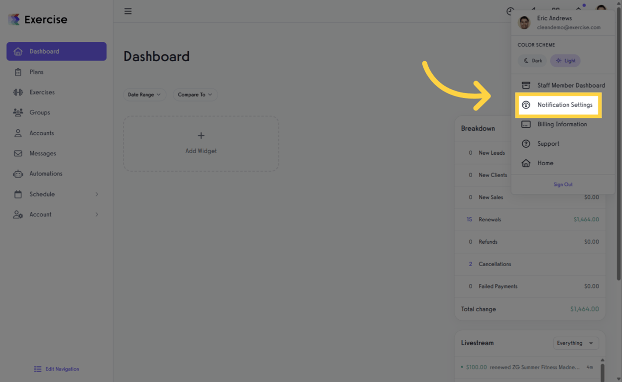Set your Notification Settings