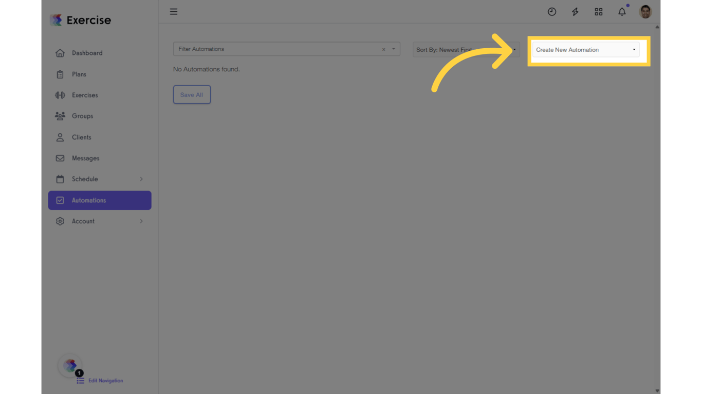 Click on the “Create New Automation” drop-down list.
