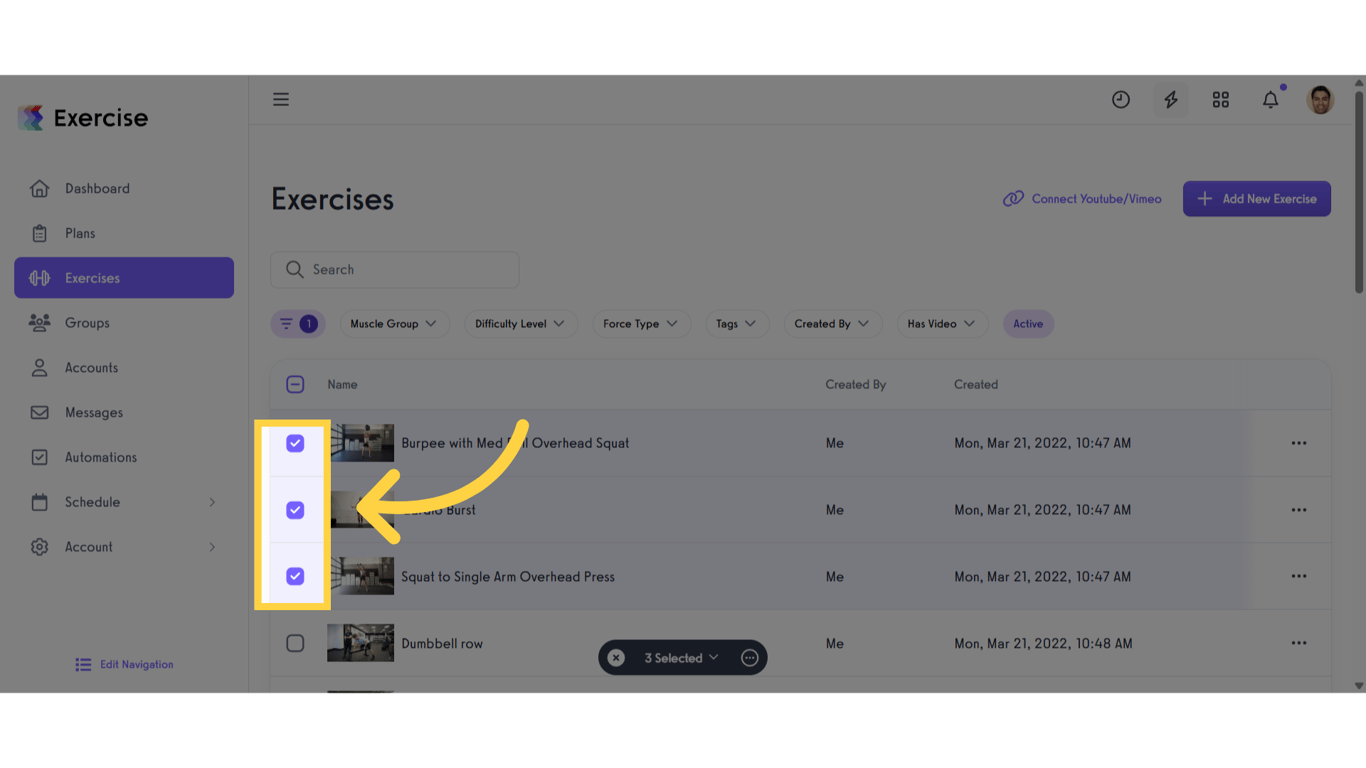 Select Multiple Exercises