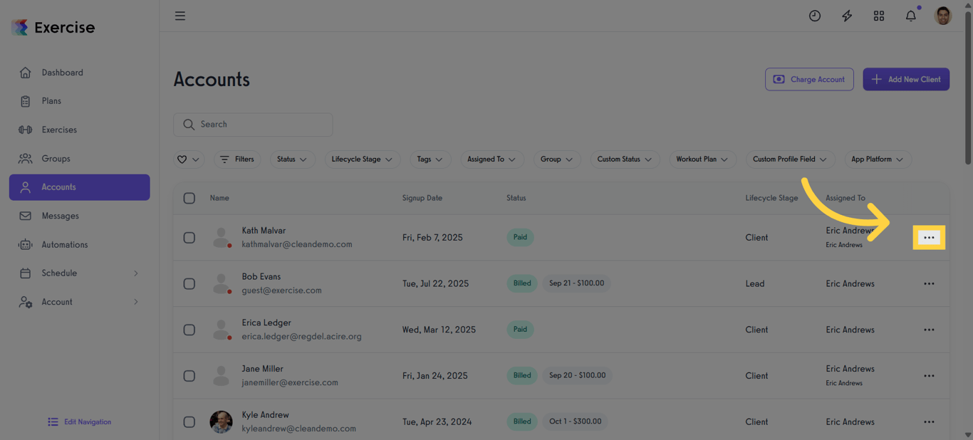 Click the three-dot menu to access calendar options.