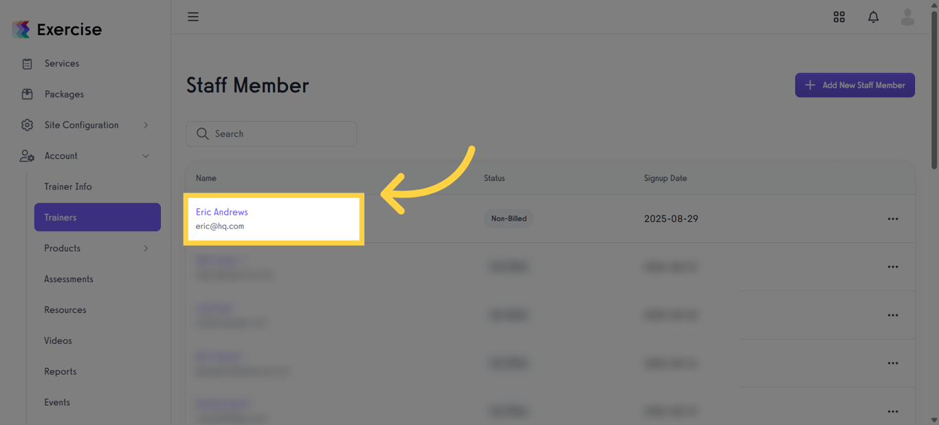 Select a Staff Member