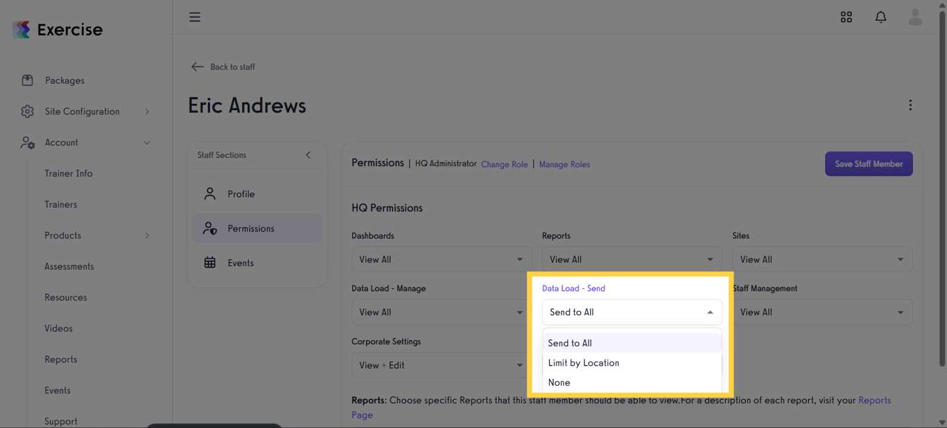 Data Load - Send Permission