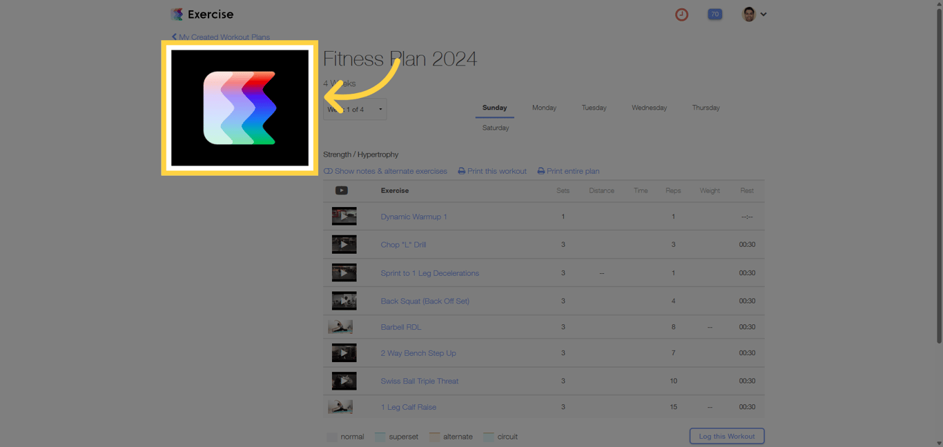 Select the workout plan image.