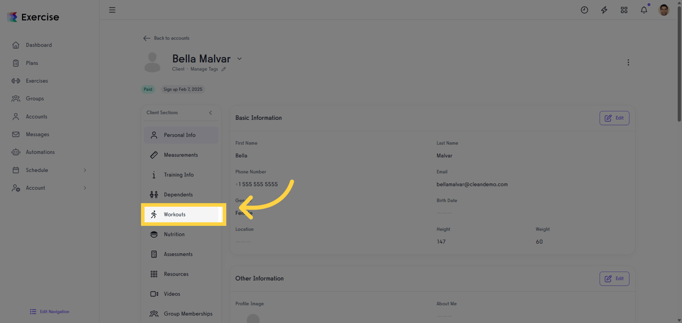 Click Workouts.