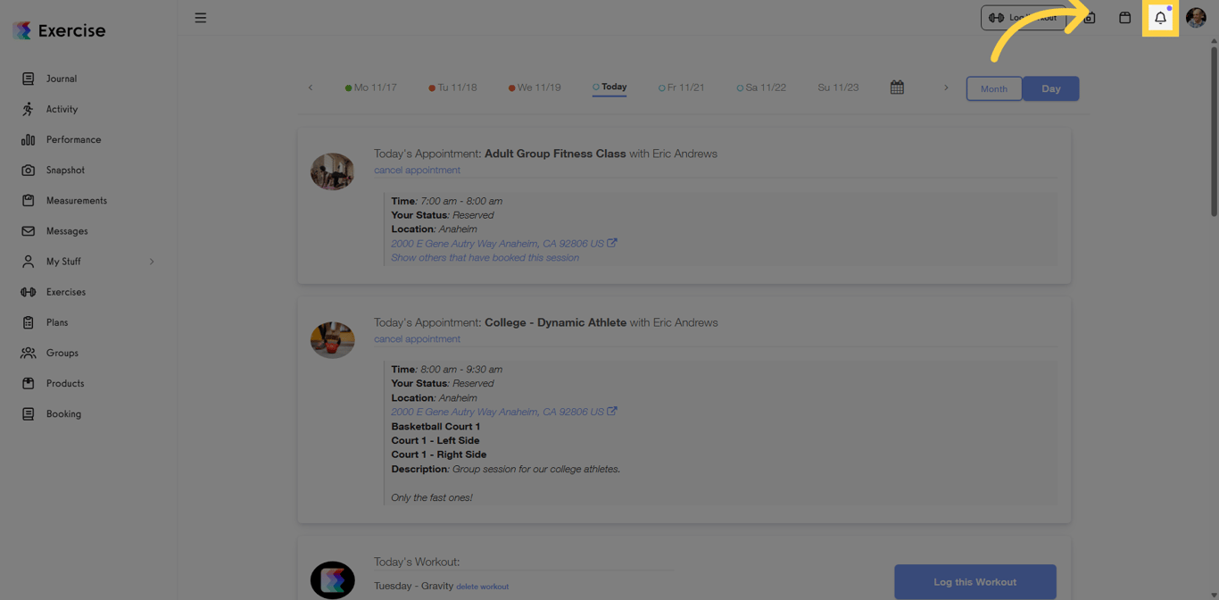 Click the notifications icon