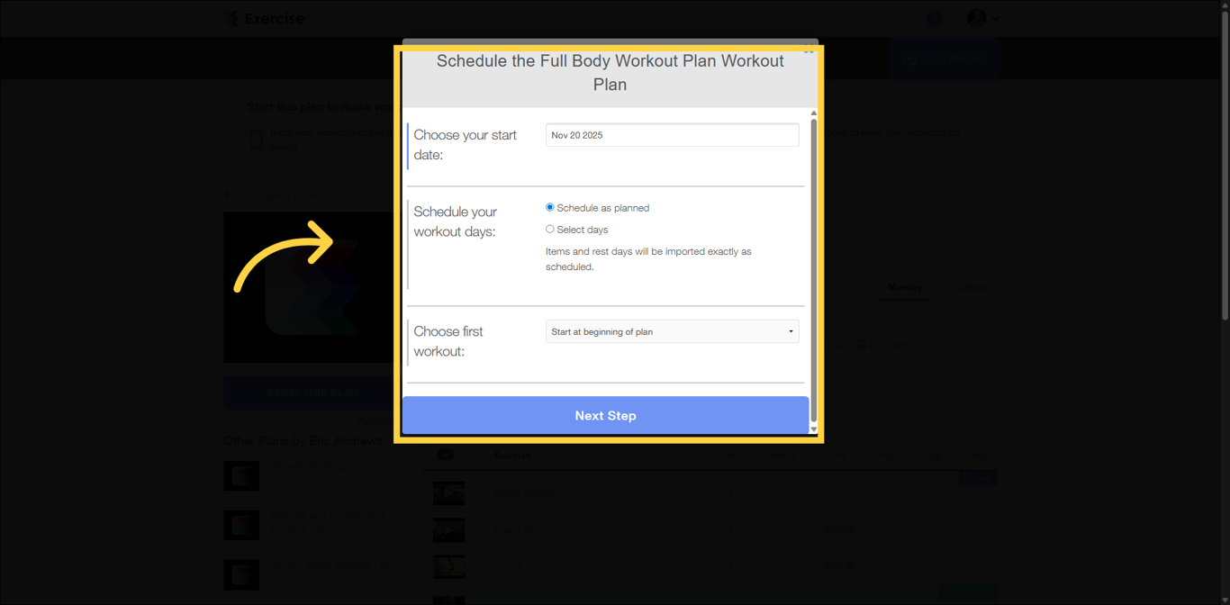 Schedule the Workout