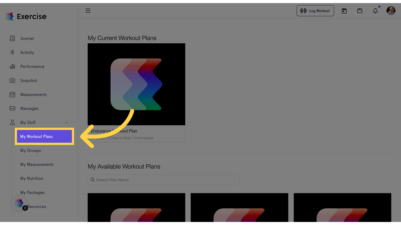 Click 'My Workout Plans'