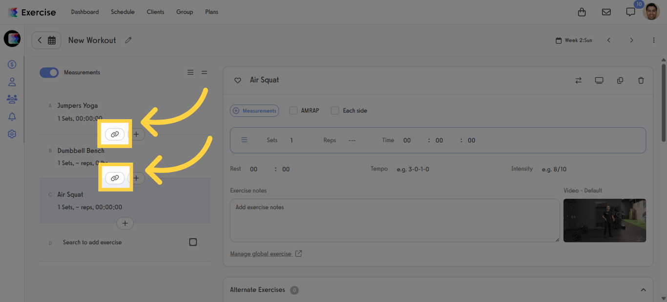Group the Exercises into a Block