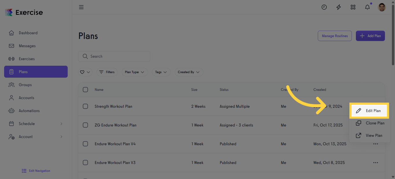 Enter Plan Editing Mode