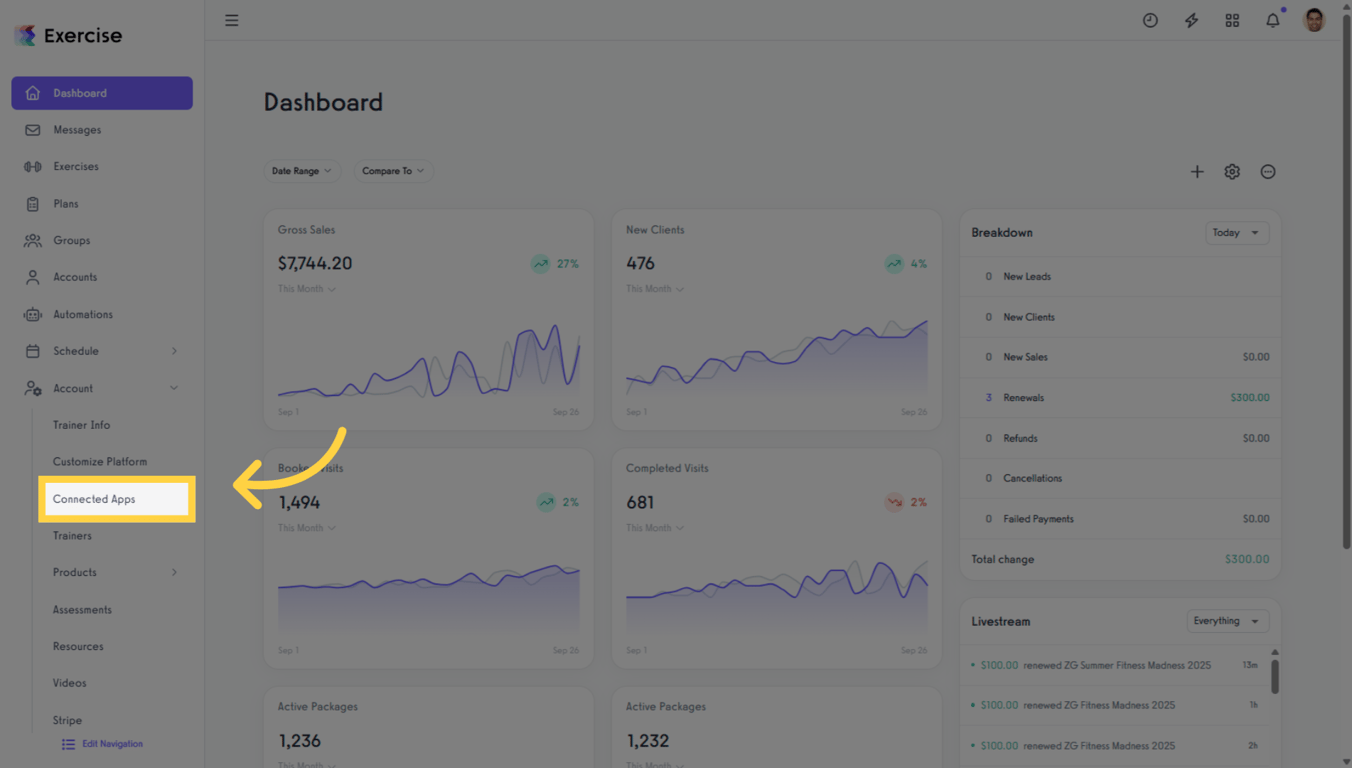Navigate to Connected Apps