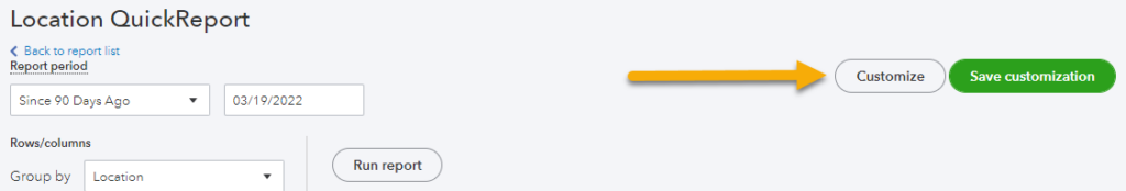 show where the customize button is