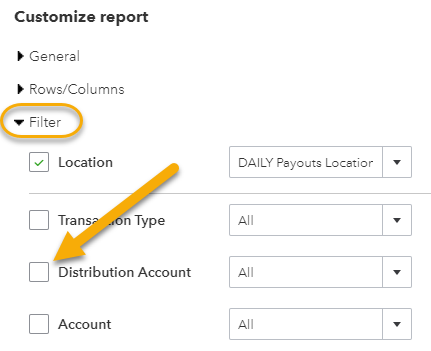 show where to find the distribution account checkbox