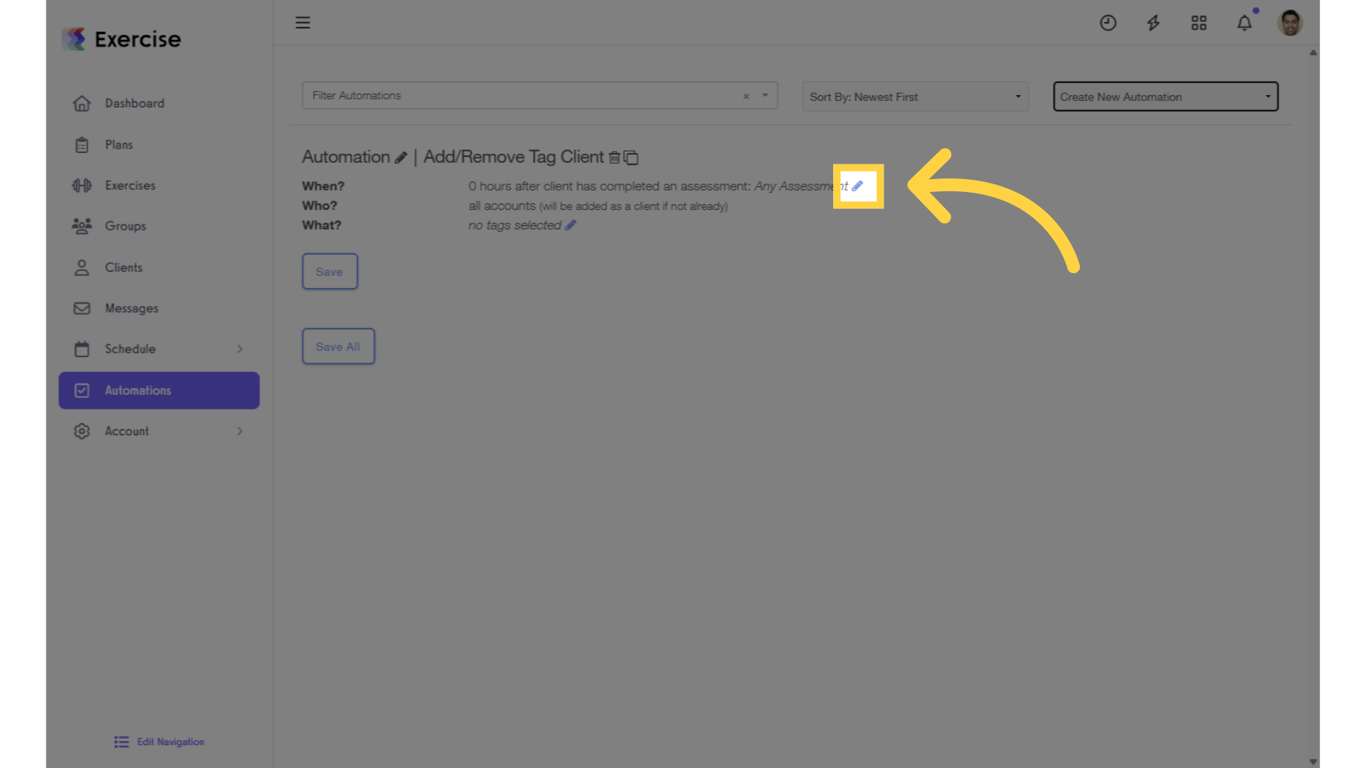 Click on the edit icons to customize the settings.